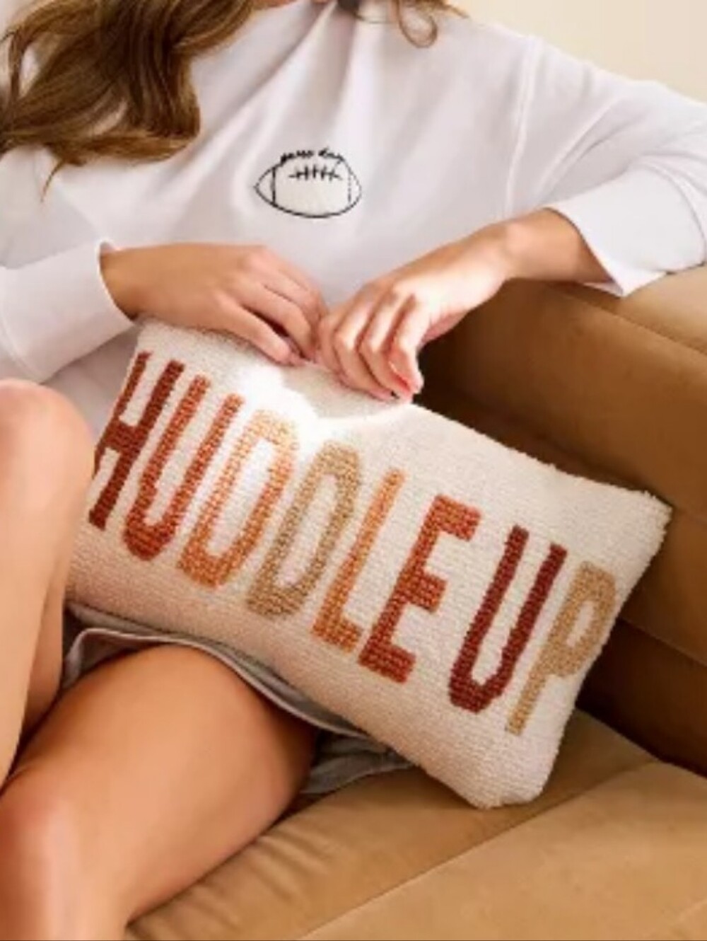 Shiraleah Huddle Up Textured Throw Pillow Set - Cream with Rust Cream Lettering